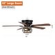 preview thumbnail 11 of 17, 48" Antique Wooden 5-Blade Black Flush Mount Ceiling Fan with Light