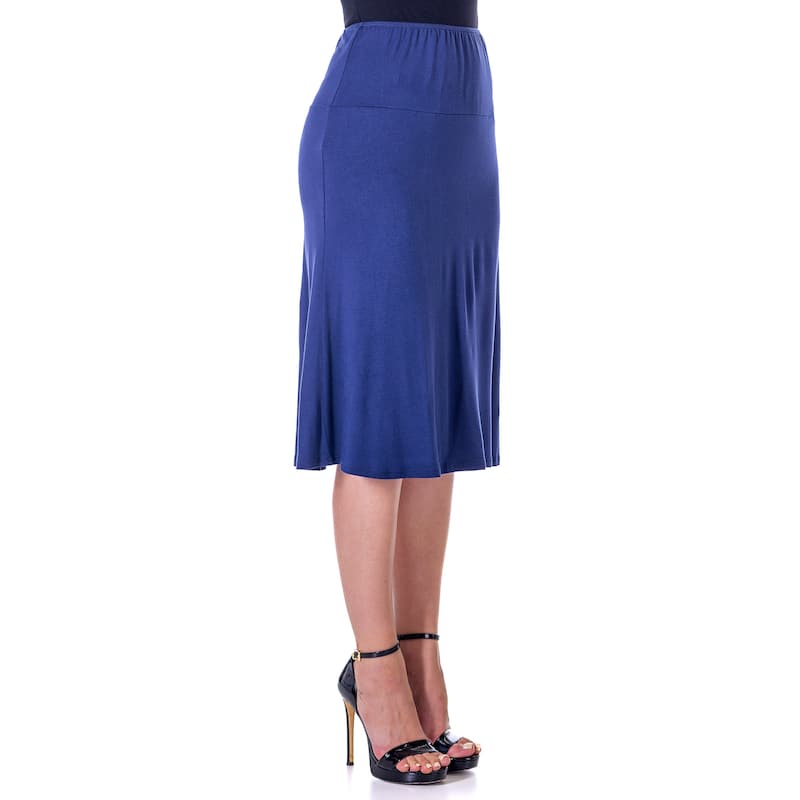 24seven Comfort Apparel A Line Elastic Waist Knee Length Skirt