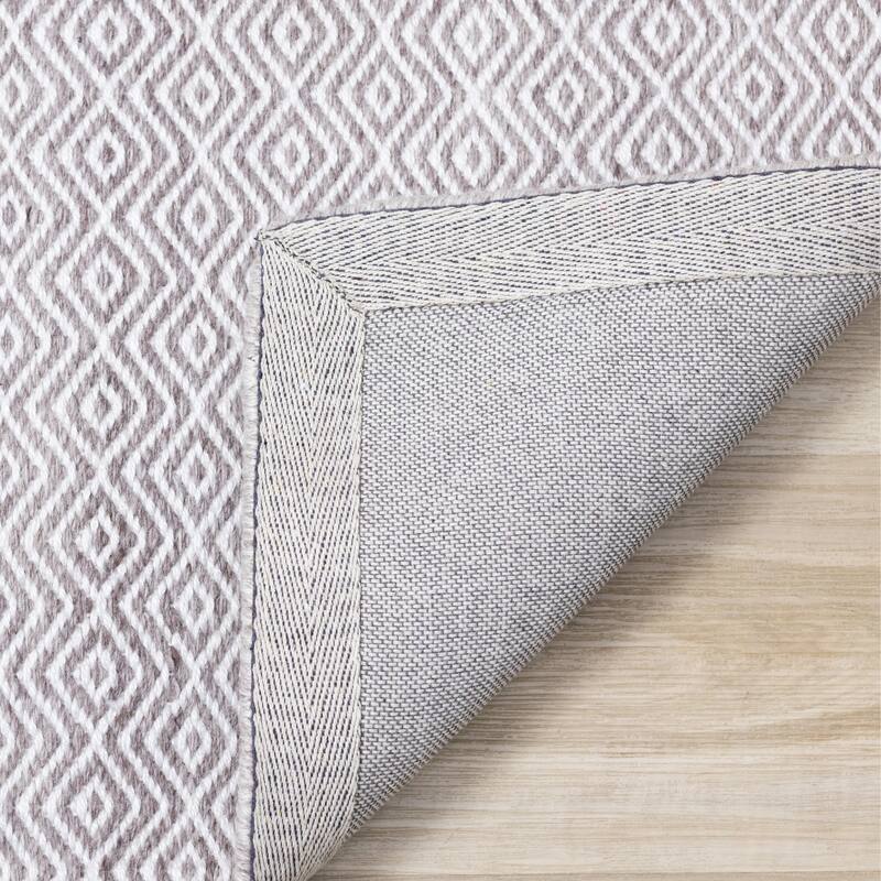 Beige Cream Diamonds Recycled Area Rug