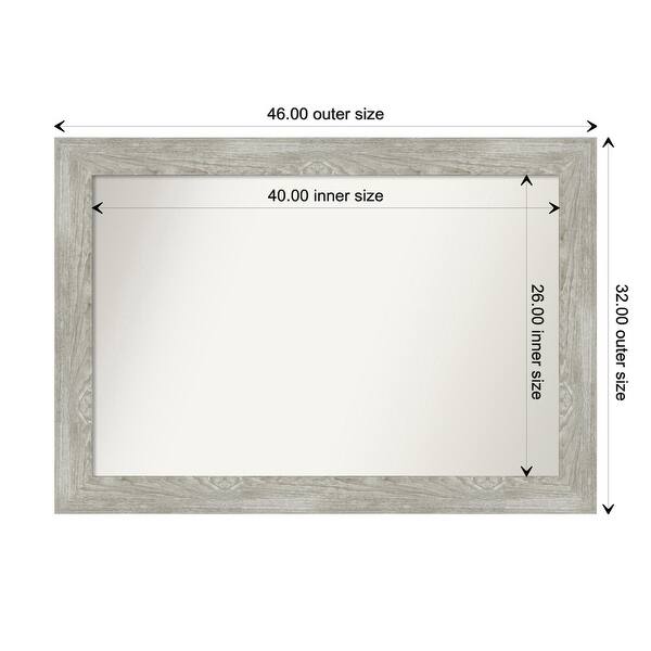 dimension image slide 49 of 113, Dove Greywash Framed Non-Beveled Custom Wall Mirror, Bathroom Vanity Mirror
