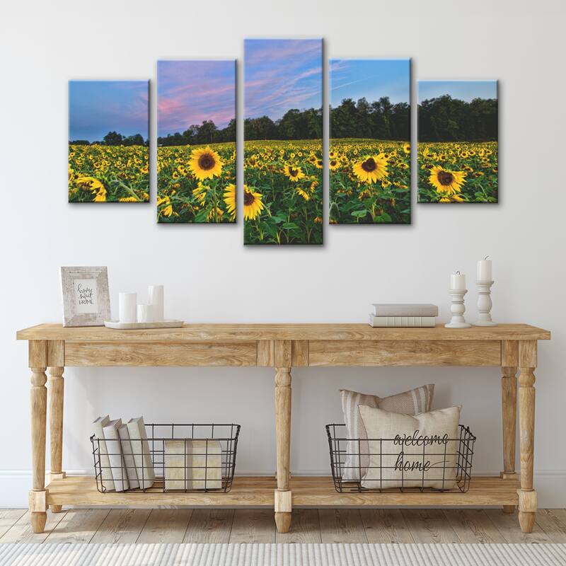 Ready2HangArt 'Sunflower Haven' 5-Piece Wrapped Canvas Wall Art Set