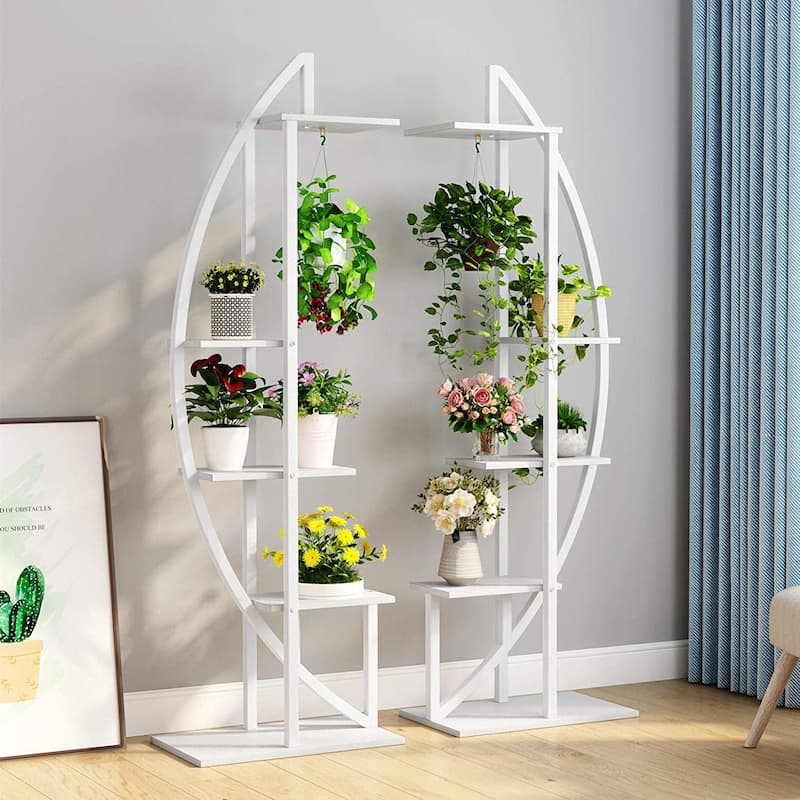 Metal/ MDF 5-tier Curved Plant Stand (Set of 2)