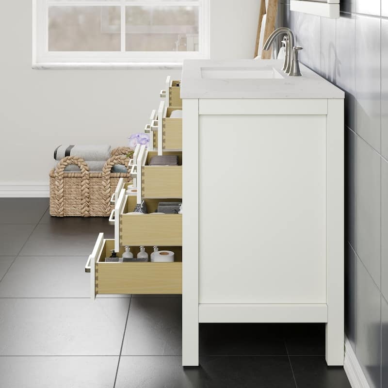 Eviva Aberdeen 54"W Bath Vanity with Carrara Quartz Top