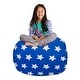 preview thumbnail 161 of 187, Kids Bean Bag Chair Cover Stuffed Animal Storage or Toy Organizer 38 Inch Large - Canvas White Stars on Blue