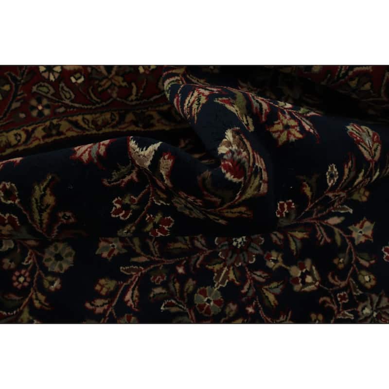 Hand Knotted Oriental 100% Wool Carpet Traditional Floral Black Agra Area Rug - 6' 8'' X 6' 7''
