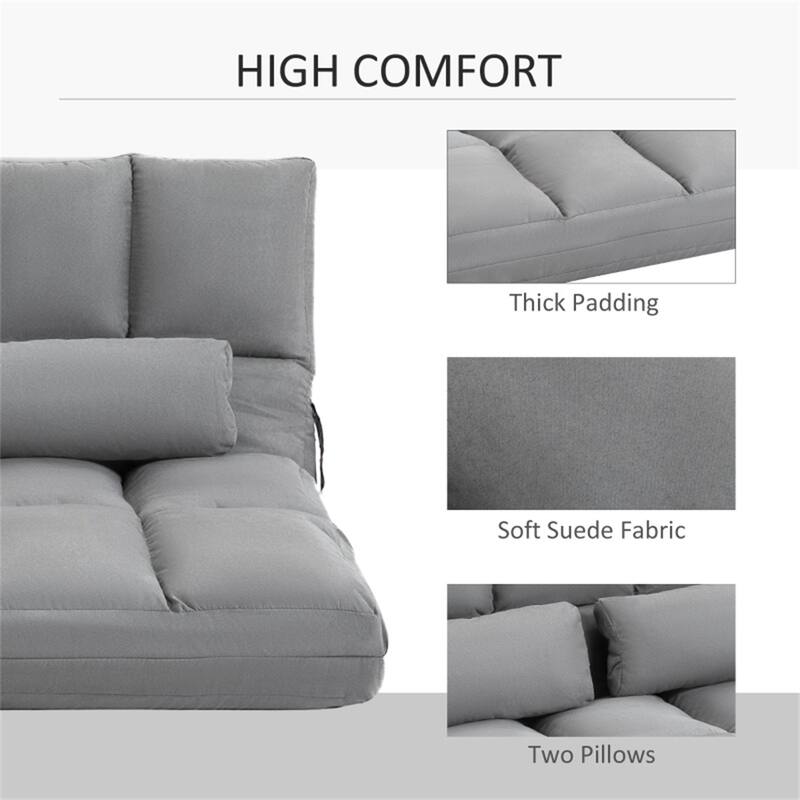 Convertible Suede Sofa Bed 2-in-1 with Adjustable Headrest and Backrest Foldable and Portable - 40.25" W x 28.75" D x 20.75" H
