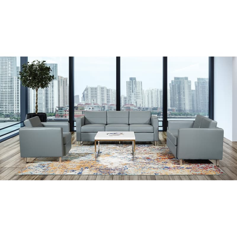 Porch & Den Wade Black Faux Leather Loveseat
