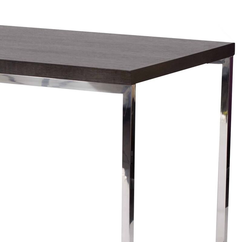 Rami 59 Inch Office Desk, Rectangular Top, Espresso Brown Wood, Steel