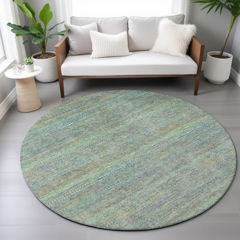 Machine Washable Indoor/Outdoor Modern Stripes Chantille Rug