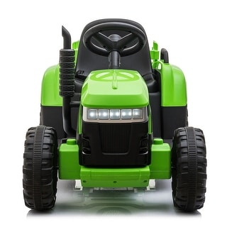 12V Kids Ride On Tractor with Trailer, Battery Powered Electric Car w/ Music, USB, Music, LED Lights