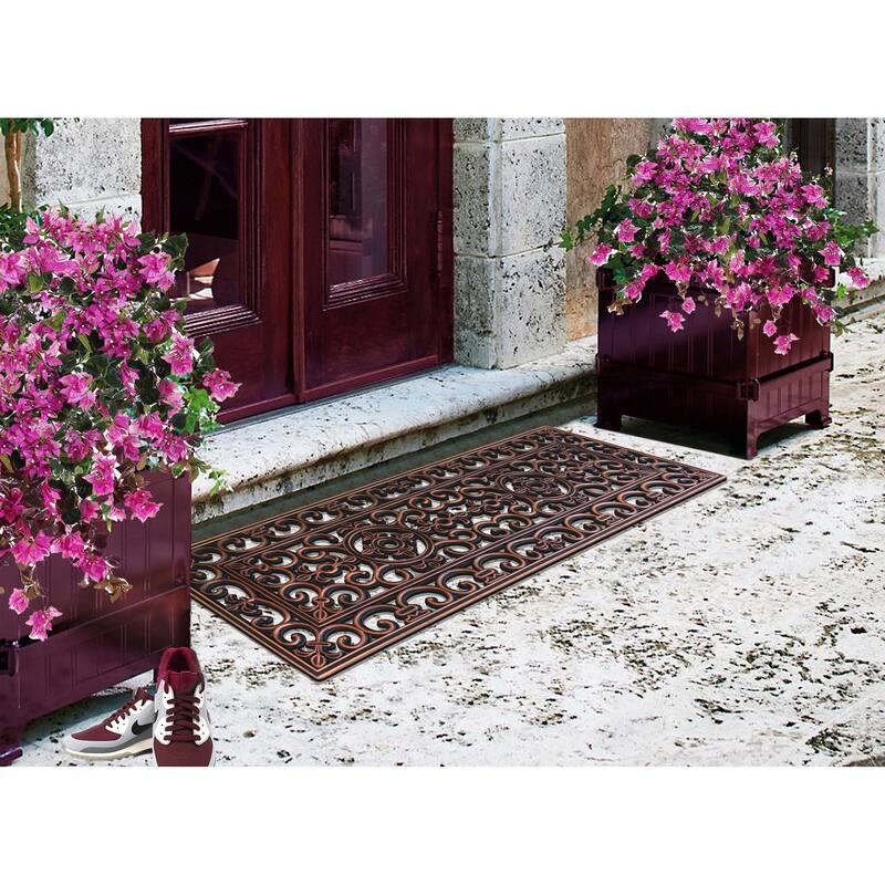 A1HC Rubber Iron Beautiful Hand Finished Elegant Large Double Doormat 18"X48"