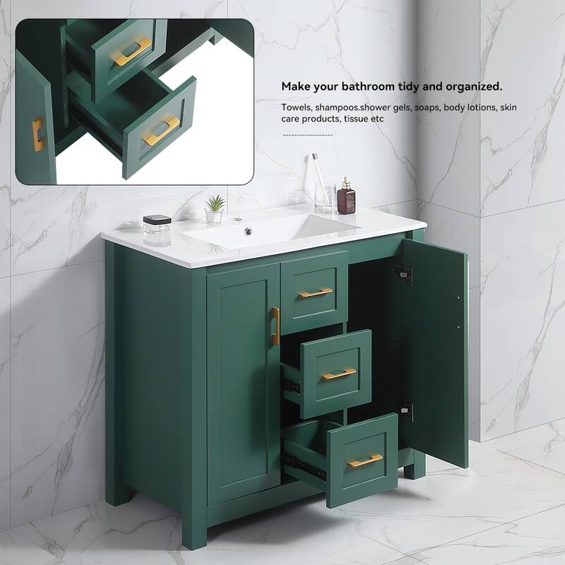 36" Bathroom Vanity with Undermount Single Sink and 2 Doors and 3 Drawers - 36''