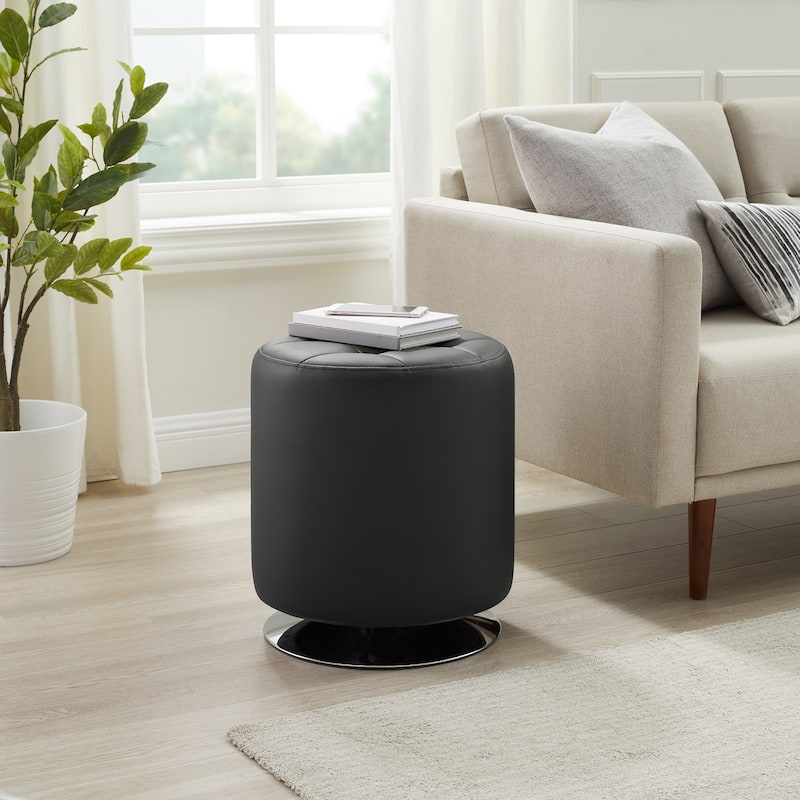 Upholstery Swivel Pouf Ottoman - 19.25" - Black