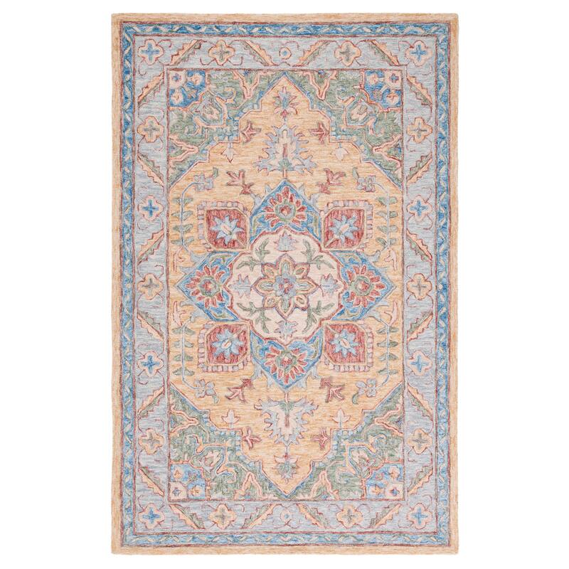 SAFAVIEH Handmade Metro Bert Medallion Wool Rug - 5' x 8' - Yellow/Rust