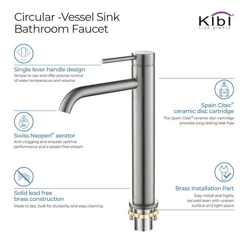 Luxury Solid Brass Single Hole Bathroom Vessel Sink Faucet