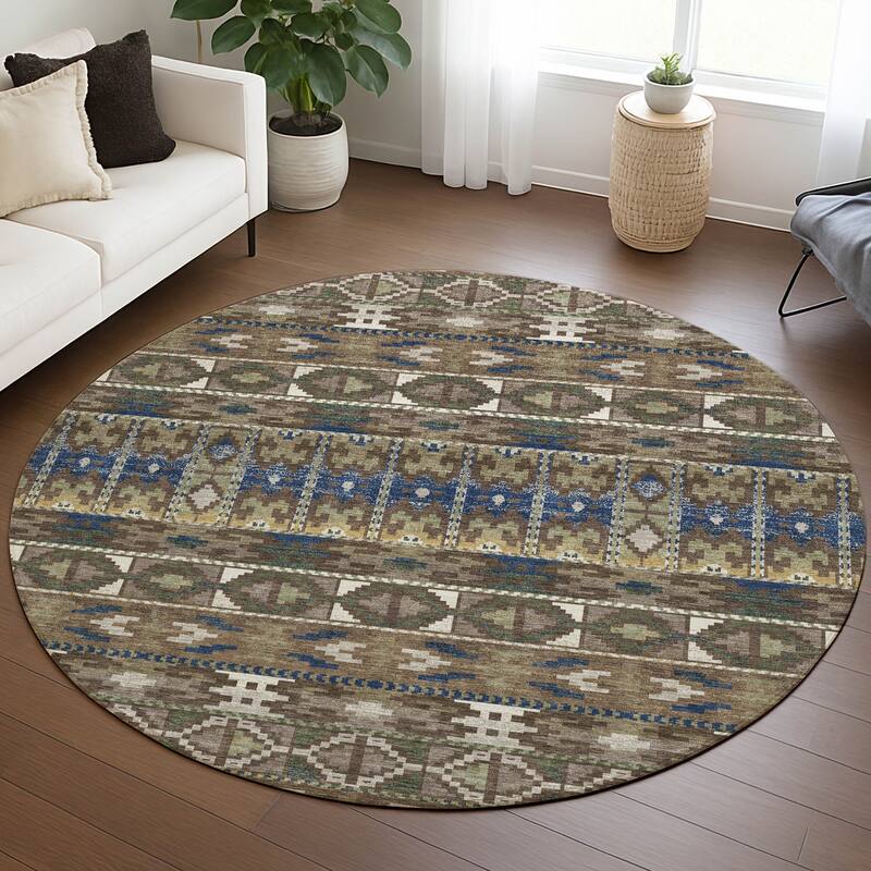 Machine Washable Indoor/ Outdoor Global Haswell Chantille Rug