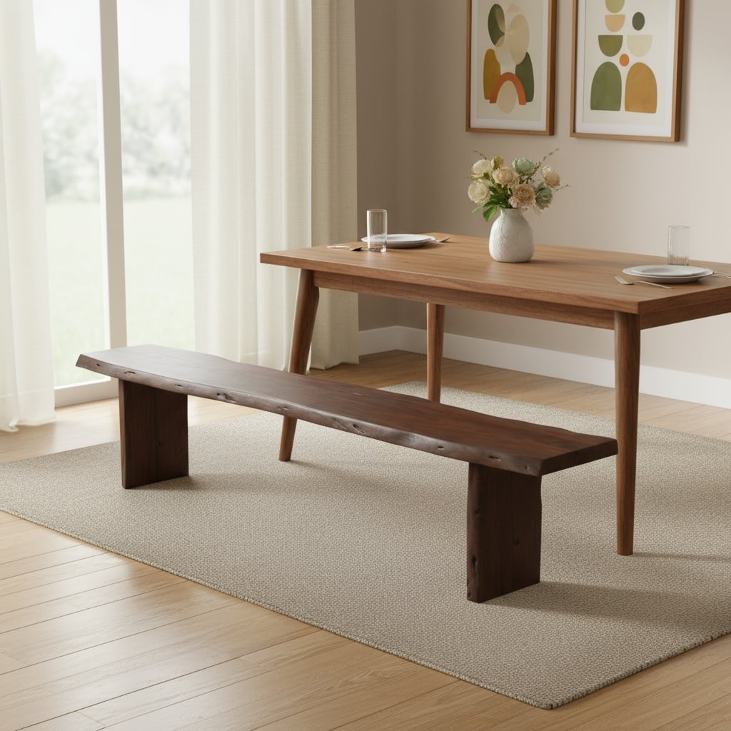 HomeRoots 72" Brown Solid Wood Solid Wood Live Edge Dining Bench - 72.00 in. x 18.00 in. x 15.00 in.