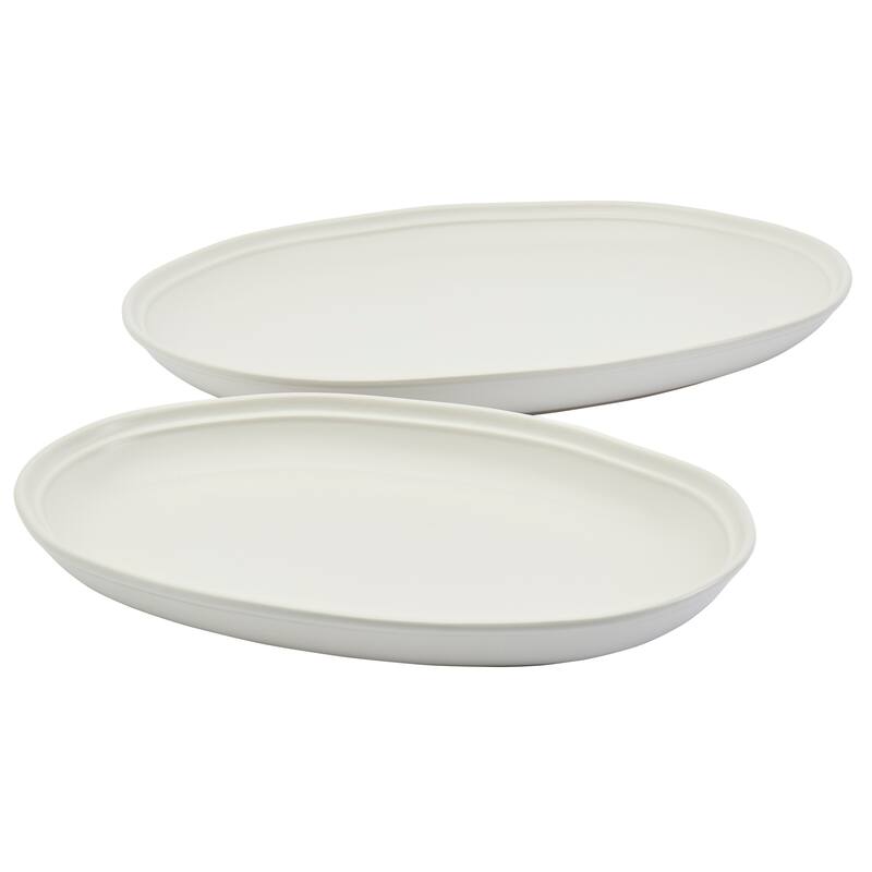 Bee & Willow White Earthenware Set of 2 8.25" & 15" Oval Platters