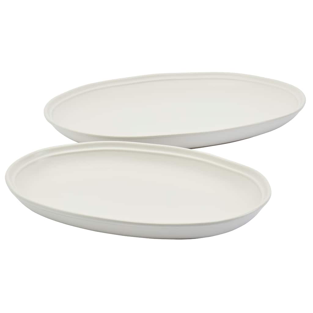 Bee & Willow White Earthenware Set of 2 8.25" & 15" Oval Platters