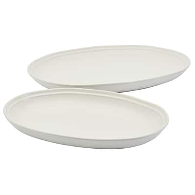Bee & Willow White Earthenware Set of 2 8.25" & 15" Oval Platters