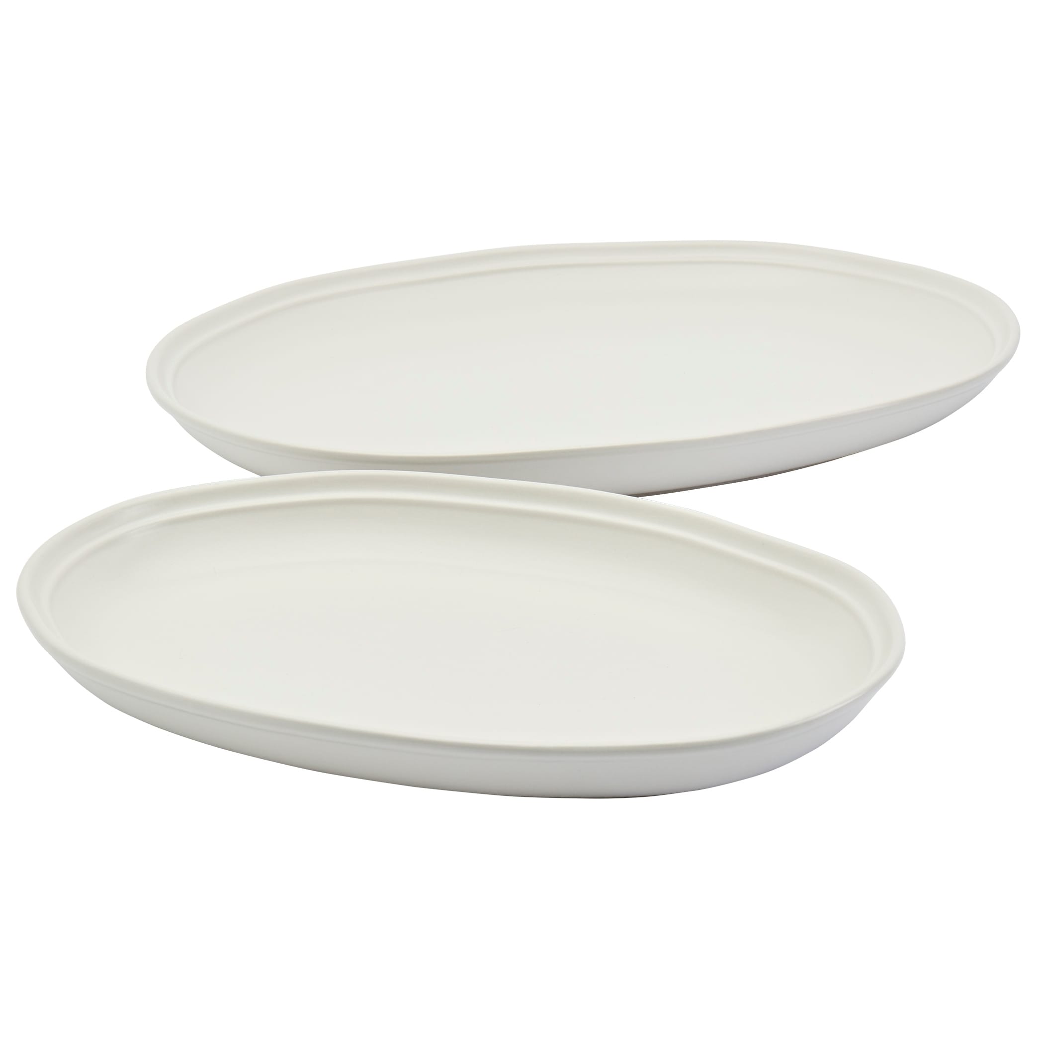 Bee & Willow White Earthenware Set of 2 8.25" & 15" Oval Platters