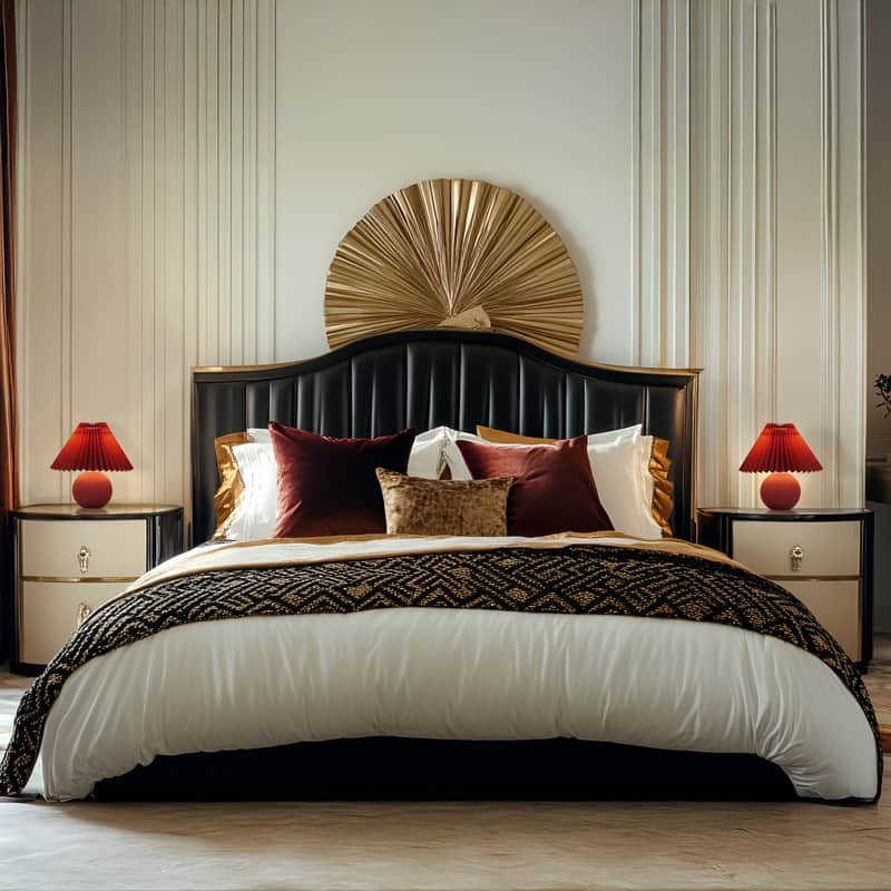Brightech Serena LED Matte Red Midcentury Round Globe Bedside Nightstand Desk Lamp with Red Pleated Empire Shade
