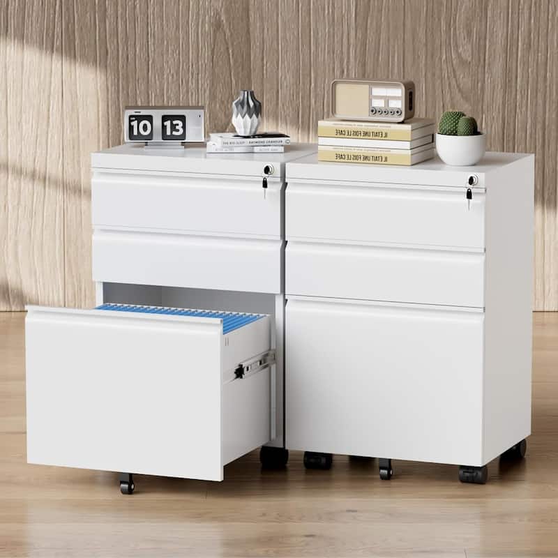 3 Drawer Metal File Cabinet, Mobile or Vertical Office Filling Cabinet