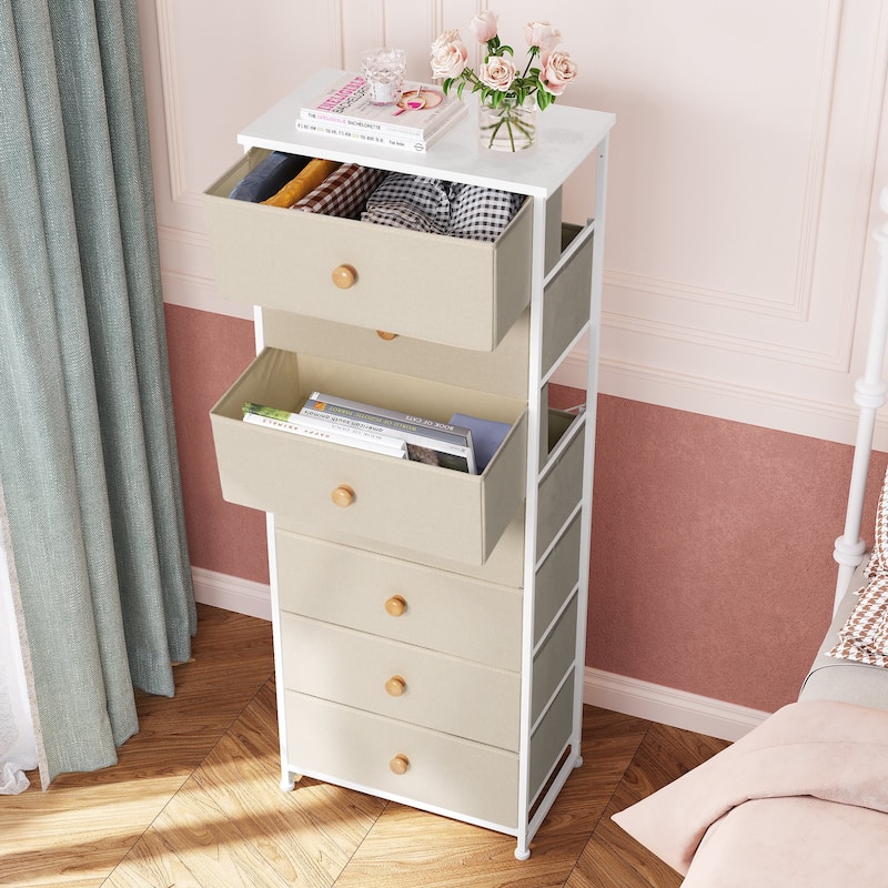 Slim Tall Vertical 7-Drawer Chest Dresser Closet Storage Organizer Unit for Bedroom