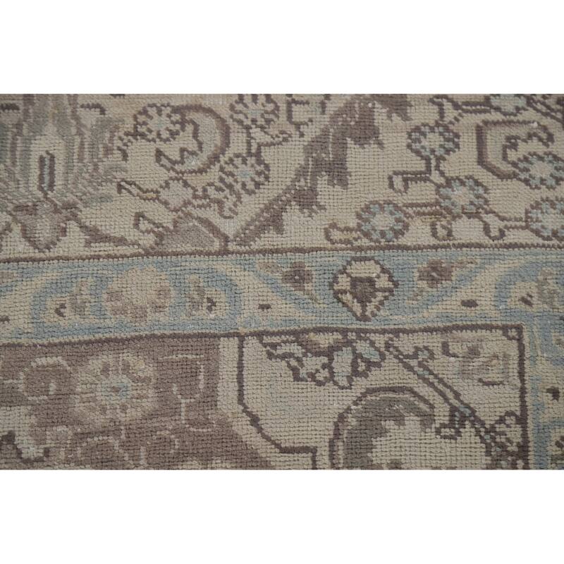 Hand Knotted Oriental 100% Wool Carpet Traditional Medallion Beige & Ivories Tabriz Area Rug - 10' 9'' X 7' 8''