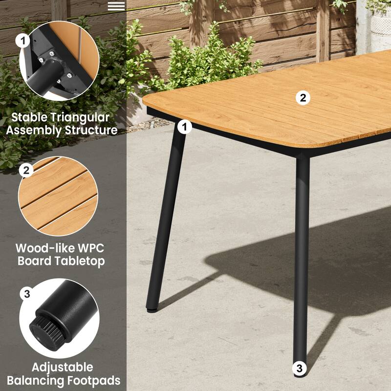 Outdoor Patio Dining Table Rectangular Aluminum Outdoor Table for 6/8/10 Person