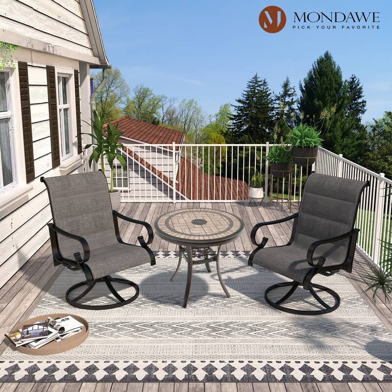 Outdoor Aluminum Swivel Chair Set with Textilene Backrest