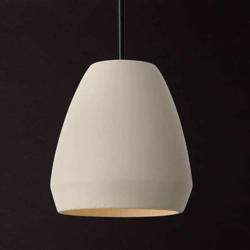 14" W x 15" H 1-Light Handcrafted Terracotta Pendant with Matte Black - 14.25"W x 15.75"H