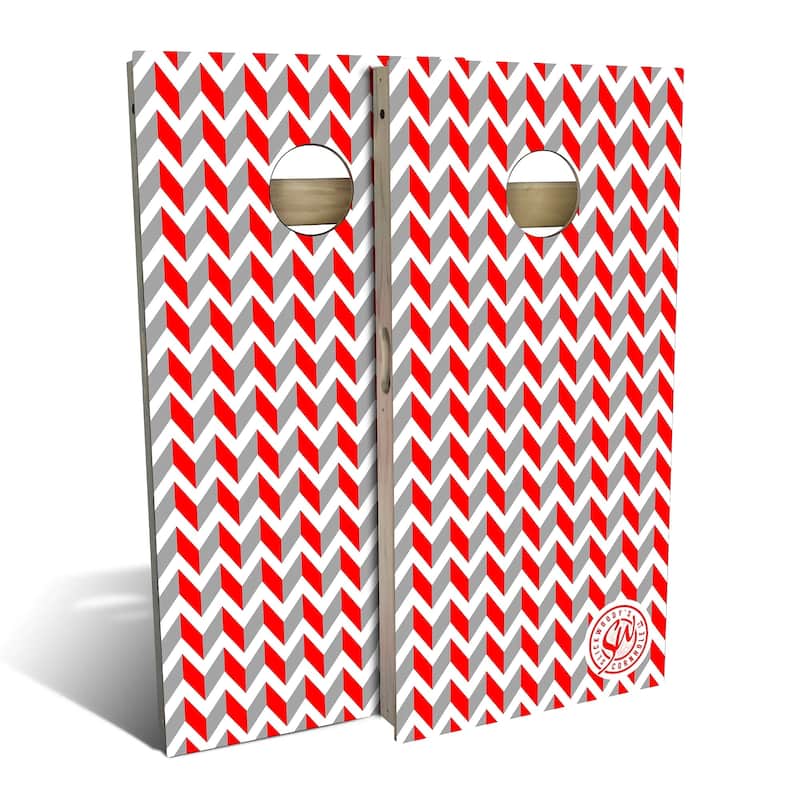 Chevron Gray Outdoor Cornhole Board Set - All-Weather 2x4 - Include Carrying Case