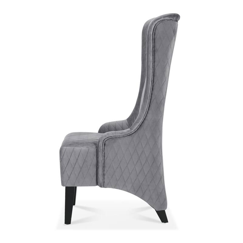 Upholstered Velvet Accent Chair with High Wingback and Wooden Legs