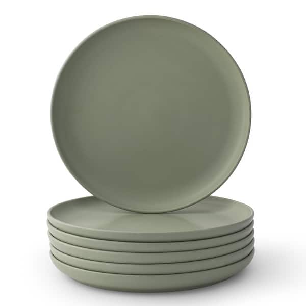 JoyJolt Mesa 6-Piece Stoneware Dinner Plates Set - 10.5" - Desert Sage Green