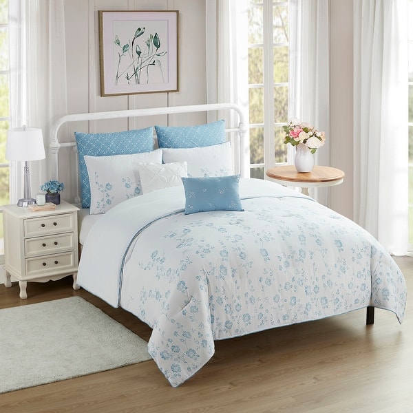 Adeline 7 Piece Floral Comforter Set Bed Bath & Beyond 36802250