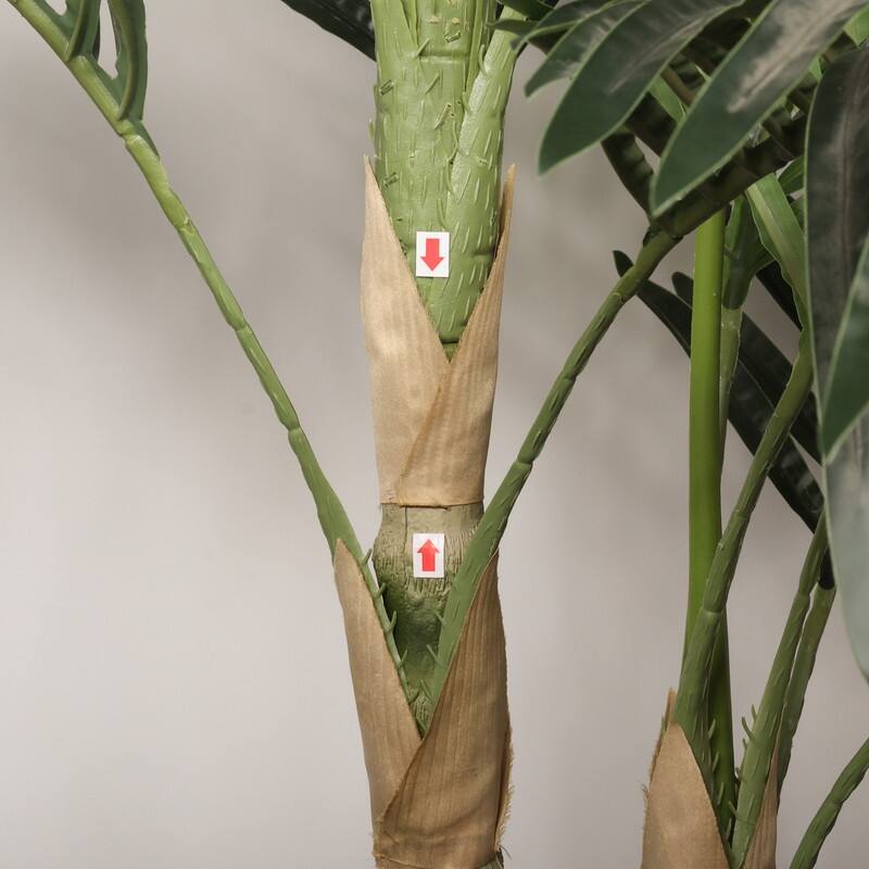 Lush Black Pot Golden Cane Palm - Lifelike Tropical Faux Plant for Indoor & Outdoor Spaces - 5FT