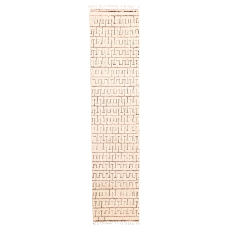 ECARPETGALLERY Hand-knotted Pak Finest Marrakesh Cream Wool Rug - 2'8 x 13'0