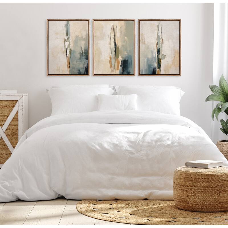 Kate and Laurel Sylvie Abstract Tall Cactus Muted Colors Framed Canvas Art Set by The Creative Bunch Studio