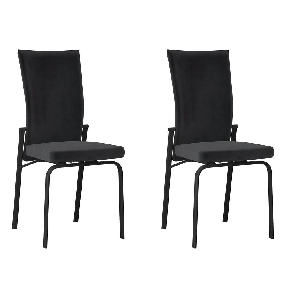 Somette Monique Black Motion-back Side Chair, Set of 2, Fully Assembled
