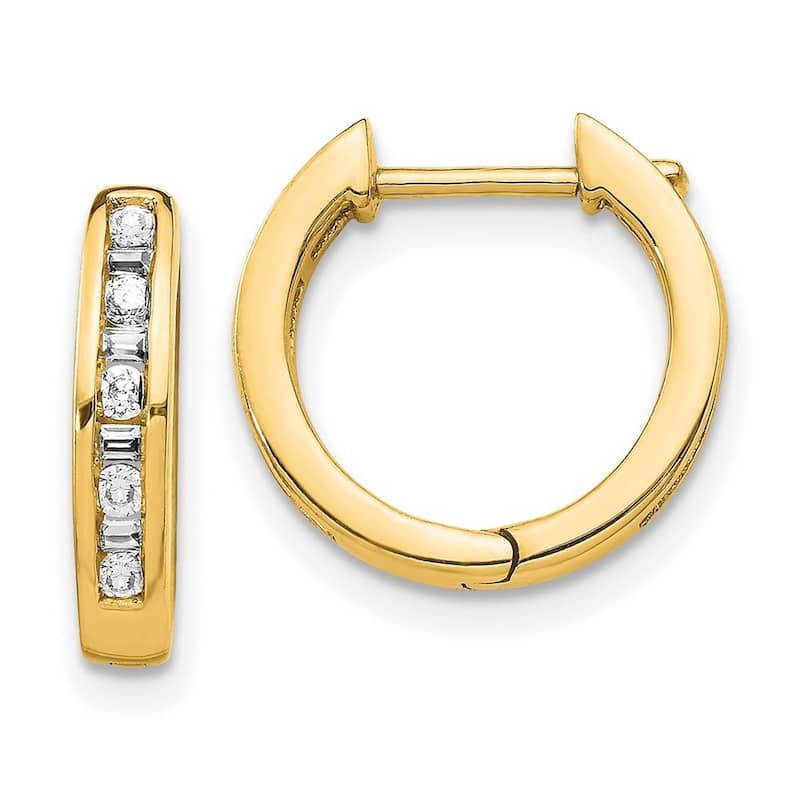 Curata 14k Diamond Hoop Earrings - 14x14mm Wide 3mm Thick