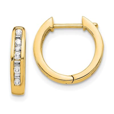 Curata 14k Diamond Hoop Earrings - 14x14mm Wide 3mm Thick
