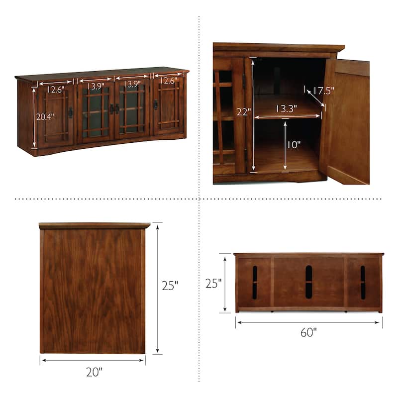 Leick Home Solid Wood Mission Oak Four Door TV Stand