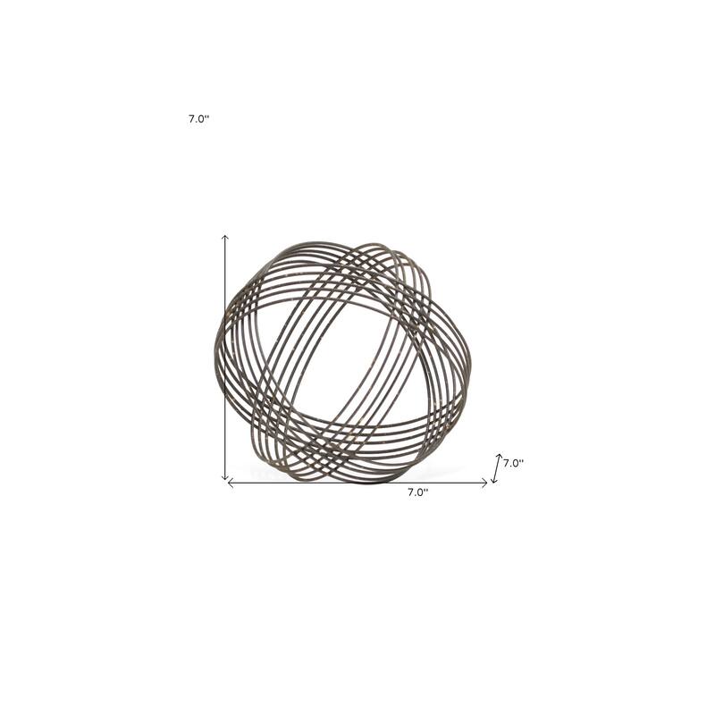 HomeRoots 7" Gray Metal Decorative Orb - 7' X '7' X '7