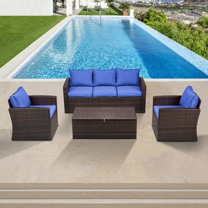 4-piece Wicker Patio Conversation Furniture Set