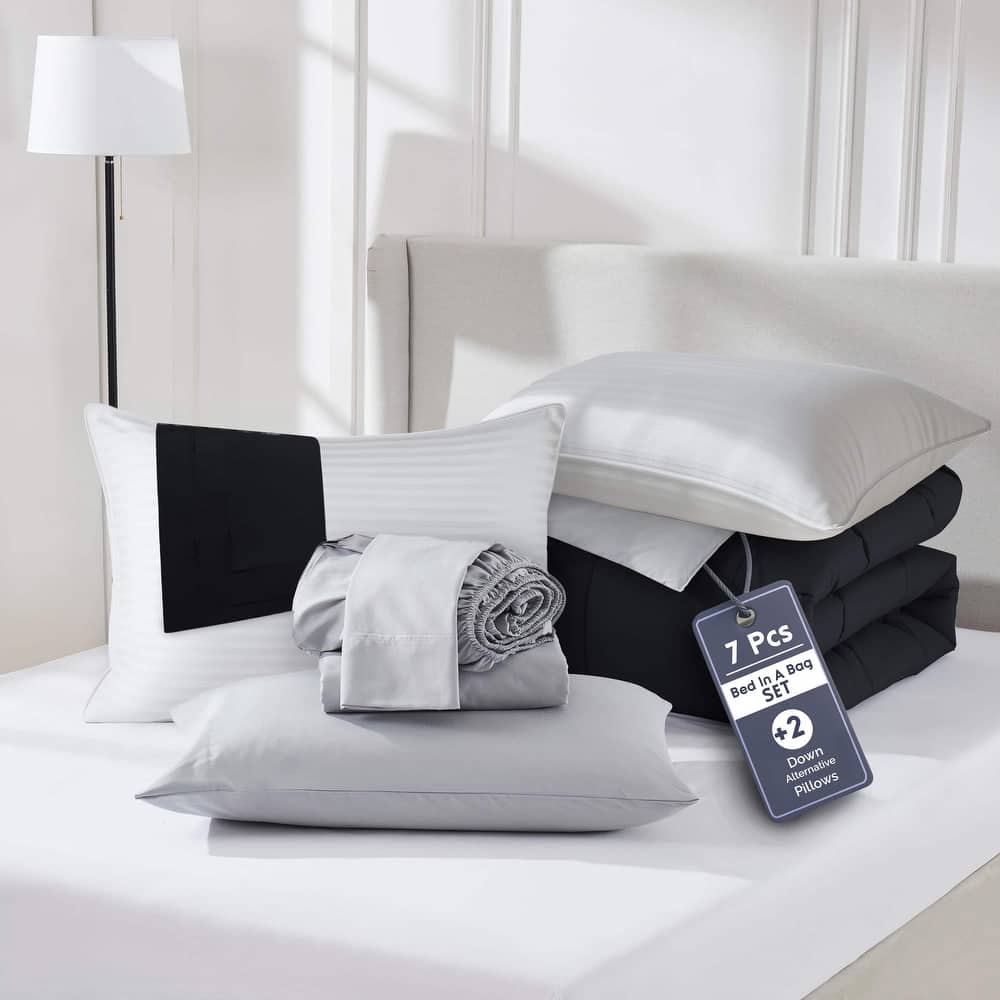 Empyrean Reversible Comforter Set Bed in a Bag with Down Alternative Pillow