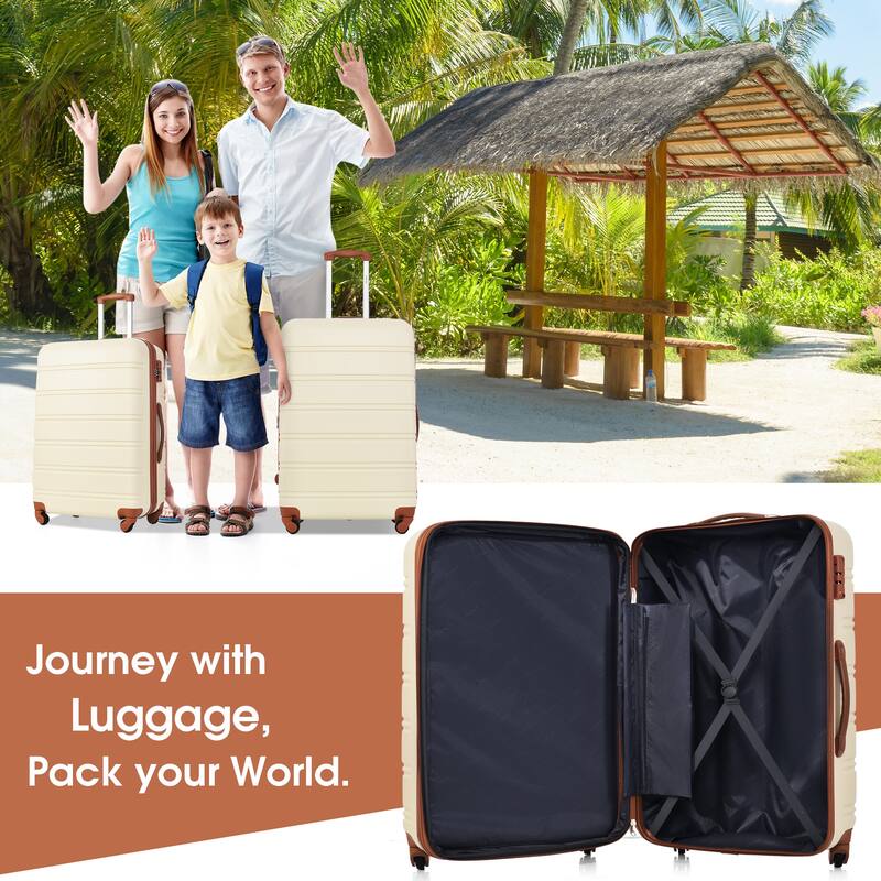 Merax Luggage Suitcase Spinner Hardshell w/TSA Lock and Storage Bags, 4 Piece ABS Lightweight Durable Suitcase Set, for Travel