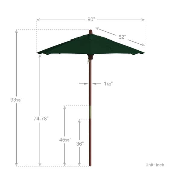 dimension image slide 0 of 20, Port Lavaca 7.5ft Round Wood Umbrella by Havenside Home, Base Not Included