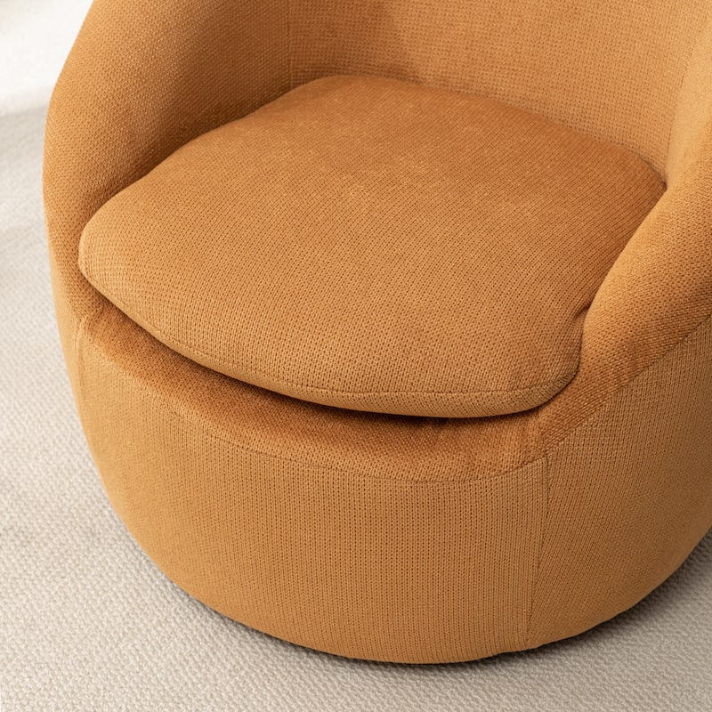 Fabric 360° Swivel Barrel Chair with Round Metal Base, High-Density Foam Cushion, and Modern Design