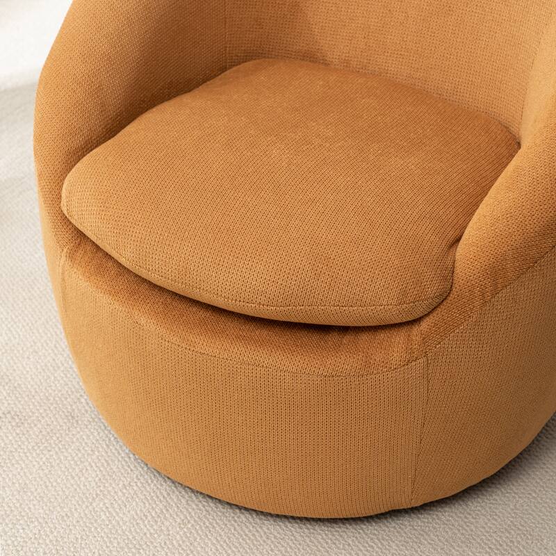 Round Armchair Office Chair Accent Chair with Plush Seat Cushion, Swivel Barrel Chair Single Lounge Sofa